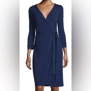 Diane von Furstenberg DVF New Julian Two Wrap Dress in Navy Size 4